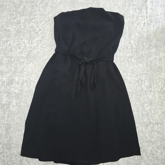 Theory Nayline R Crepe Tie-Waist High-Low Halter Dress, Black - Size 6 - Picture 6 of 8